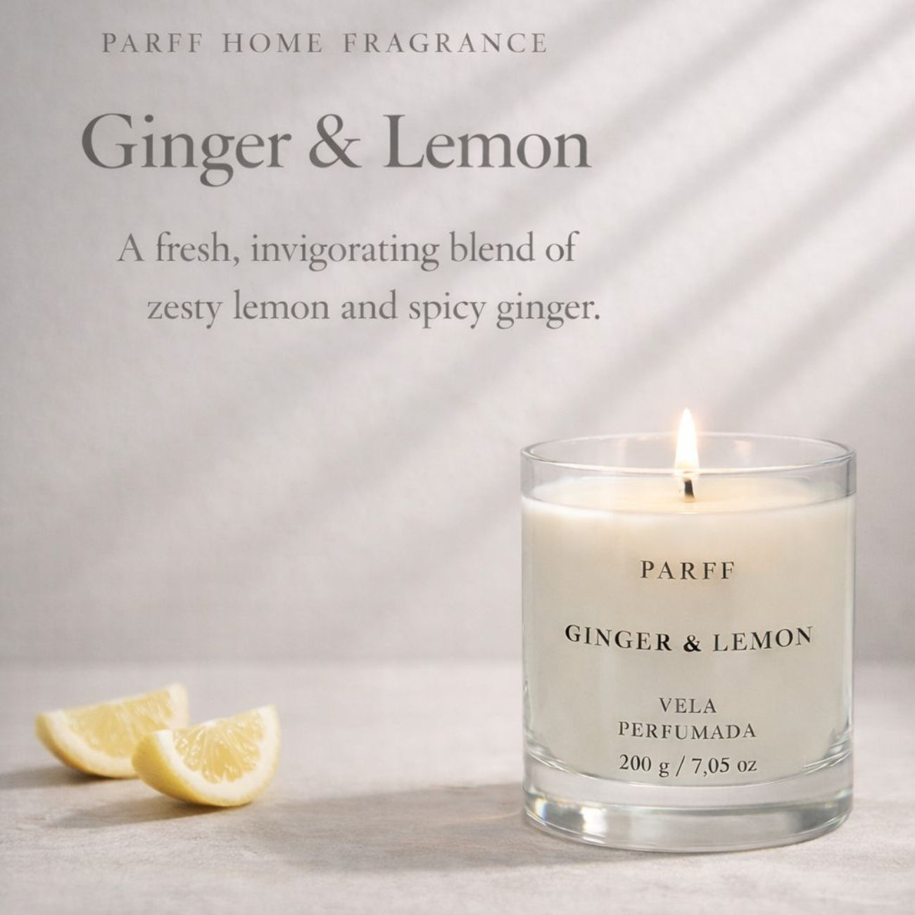 VELA PERFUMADA GENGIBRE E LIMÃO 200G 